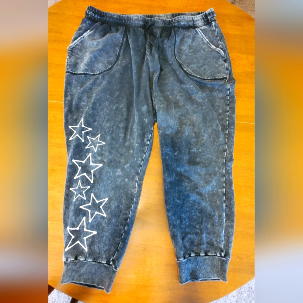 Jogger - Locesick Acid Wash Star Skeleton Black - HAS REAL POCKETS!!!!!